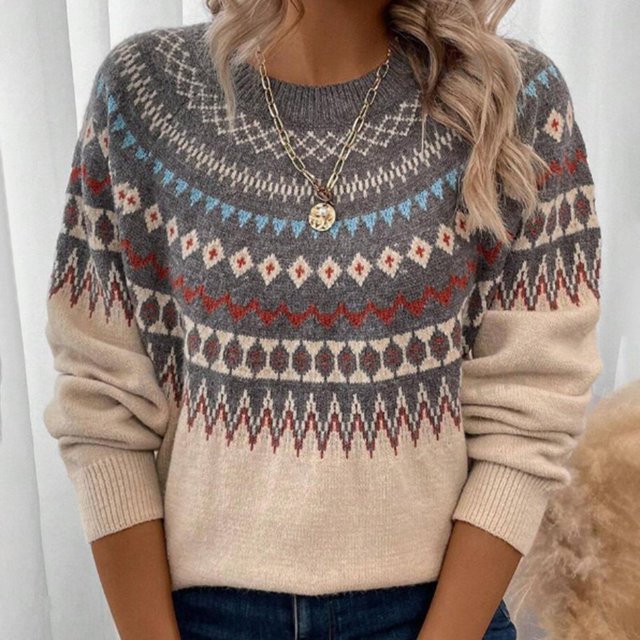IMENGL Chandail Rétro en Tricot à Imprimé Île, Jaune TG, Taille M-5TG