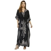 Riviera Sun Maxi Length Cinch Waist Caftan Kaftans for Women (Black, Small)