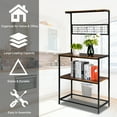 thumbnail image 2 of 4-Tier Bakers Rack Kitchen Shelves, Kitchen Island Utility Storage Shelves, Microwave Carts Shelving Unit with Steel Frame, Vintage Board, Metal Storage Shelves for Kitchen Dining Room Garage, Q13756, 2 of 11