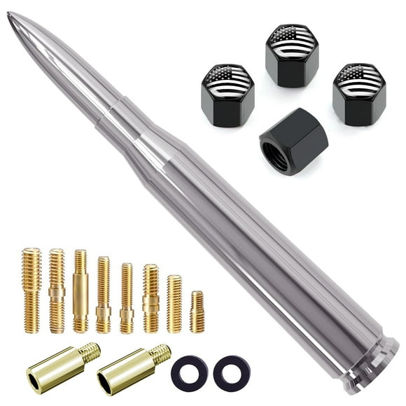 Antena Engirette Chrome Bullet 50 Cal con tapones para neumáticos