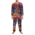 thumbnail image 3 of Picia Lantern Giraffes Magical Forest Pattern Men’s Long-Sleeve Sleepwear Set - Soft 2-Piece Loungewear with Pockets, Comfy PJs for Relaxing Nights-Medium, 3 of 7