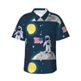 thumbnail image 2 of Goofa Astronaut With USA Flag Hawaiian Shirt for Men, Unisex Summer Beach Casual Short Sleeve Button Down Shirts,Aloha Tropical Floral print shirt-3X-Large, 2 of 9