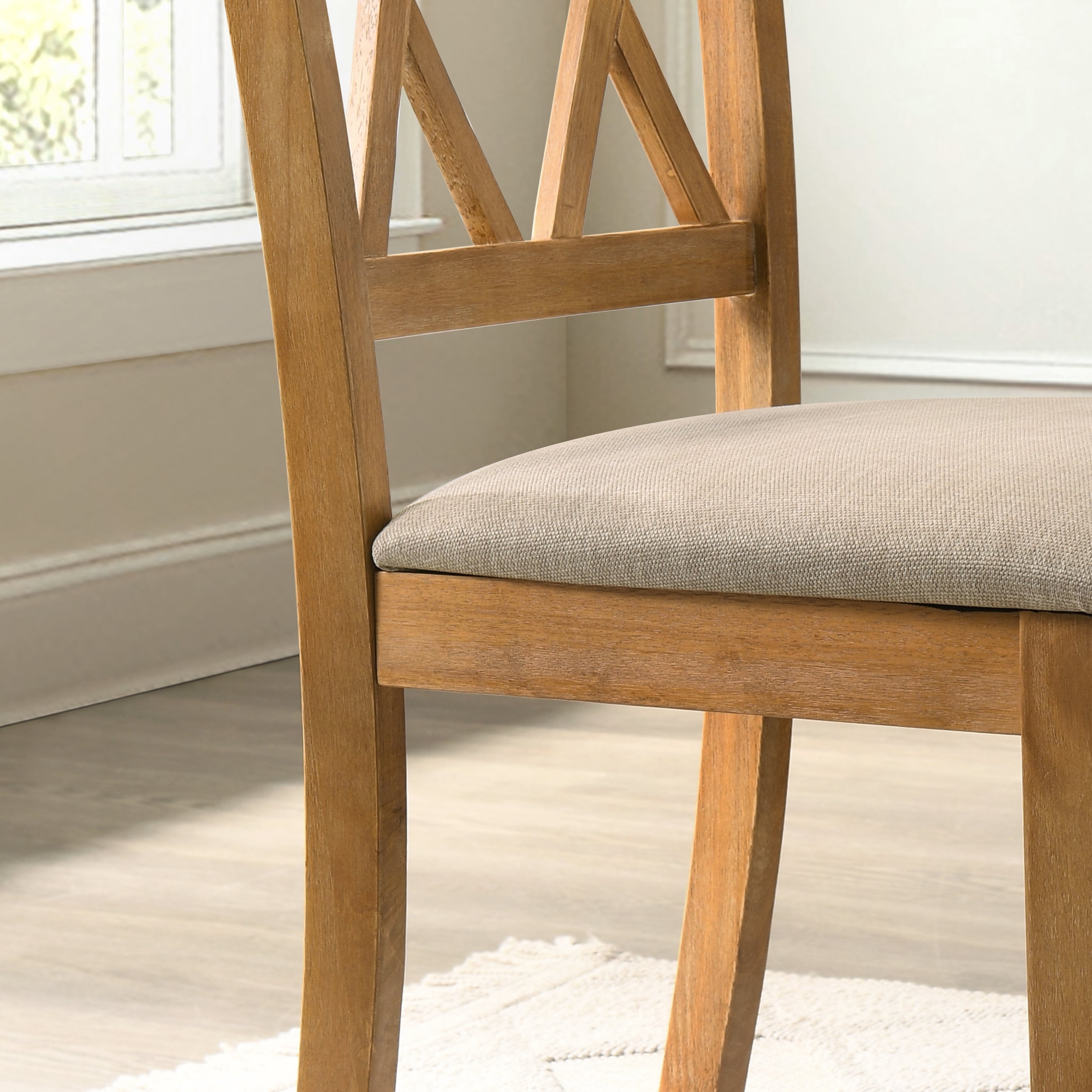 Roundhill Furniture Windvale Dining Chair, Set of 2, Cottage Oak