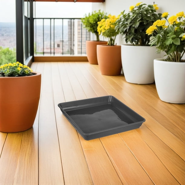 MERRYHAPY 3Ud Bandejas Cuadradas Para Macetas En Plástico Negro Para Interior Y Exterior Con Reforzado