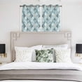 thumbnail image 4 of Teal Morocco Kitchen Curtains Short 54 Inch Length, Modern Abstract Art Contemporary Geometric Grommet Top Bedroom Living Room Curtains, Light Filtering Cafe Curtain Drapes 2 Panels Set 84''x54'', 4 of 9