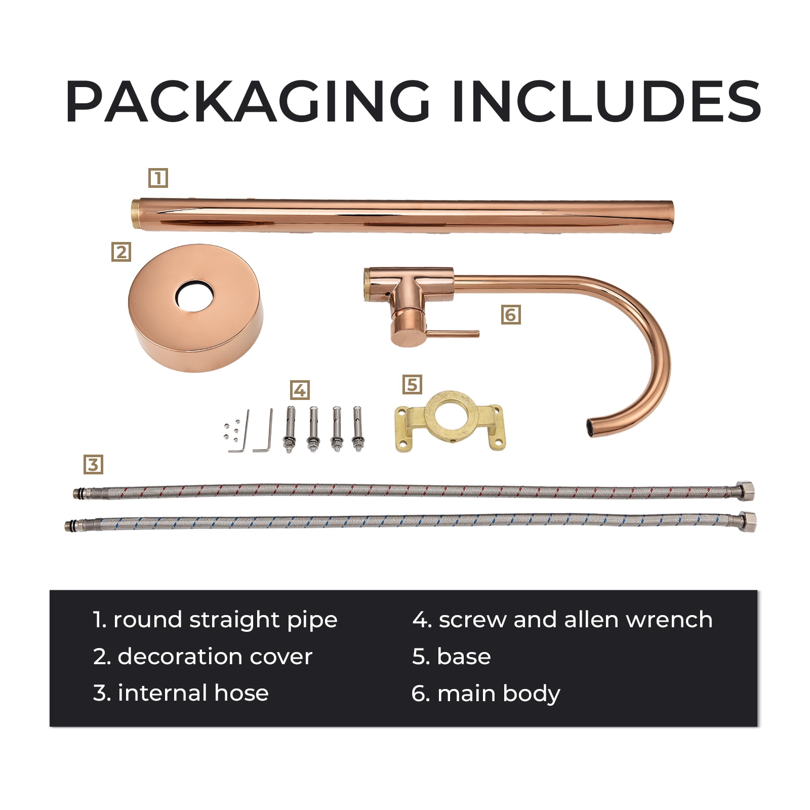 Dawot Floor Mount Bathtub Faucet, Gold Finished Brass Bathroom Freestanding Tub Filler Single Handle Tub Spout
