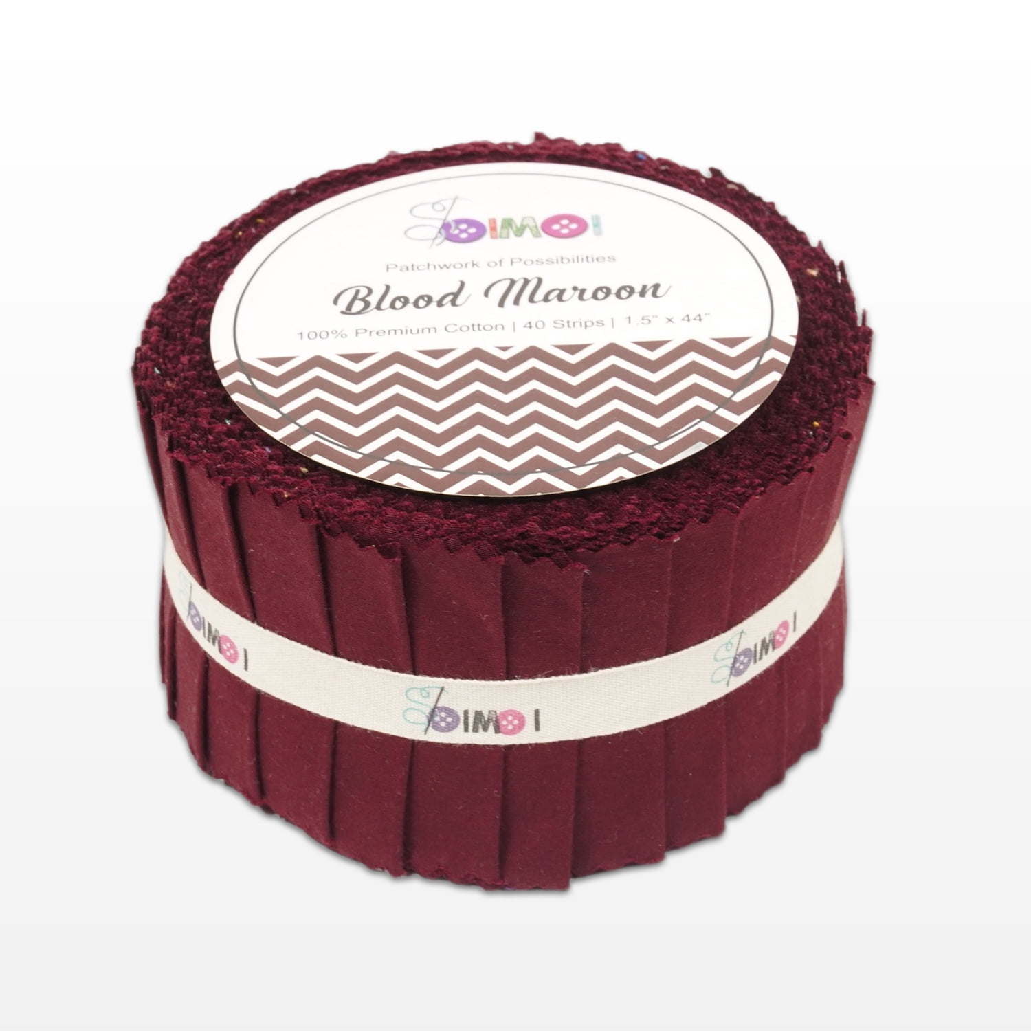 Soimoi Solid Jelly Roll Fabric Strips for Quilting, 1.5" Precut Fabric for DIY, 40 Strip Assorted Bundle, Jelly Roll For Scrapbooking, Perfect Quilting Fabric for Sewing, Craft - Blood Maroon