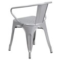 thumbnail image 4 of Bowery Hill Industrial Metal Stackable Dining Arm Chair in Silver, 4 of 4