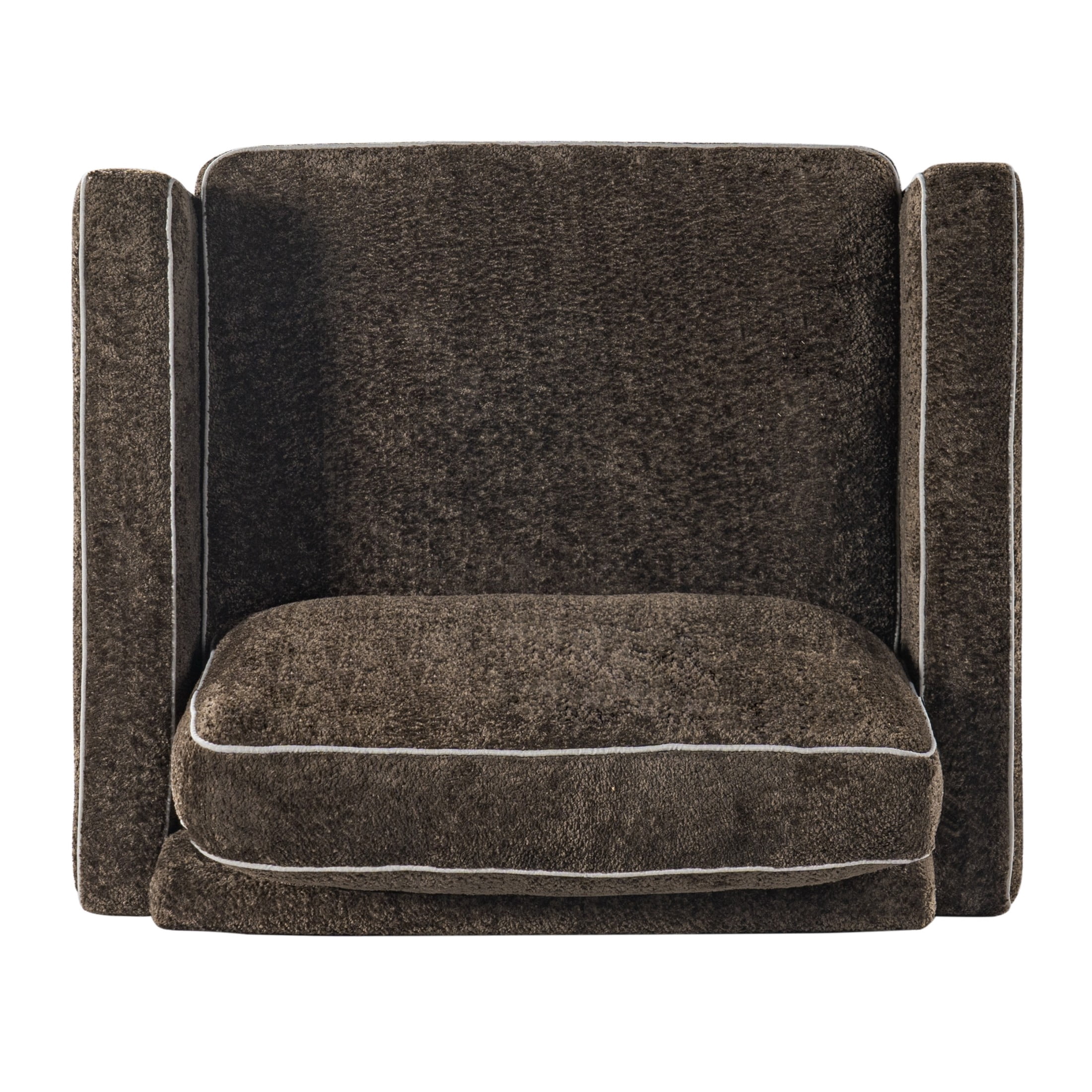 Christopher Knight Home Modern Chenille Upholstered Single Sofa with Square Arms, Pillow Back, Dark Brown