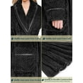 thumbnail image 4 of Women's Waffle Textured Satin Trim Fleece Robe (Black, S/M (US 6-10)), 4 of 8