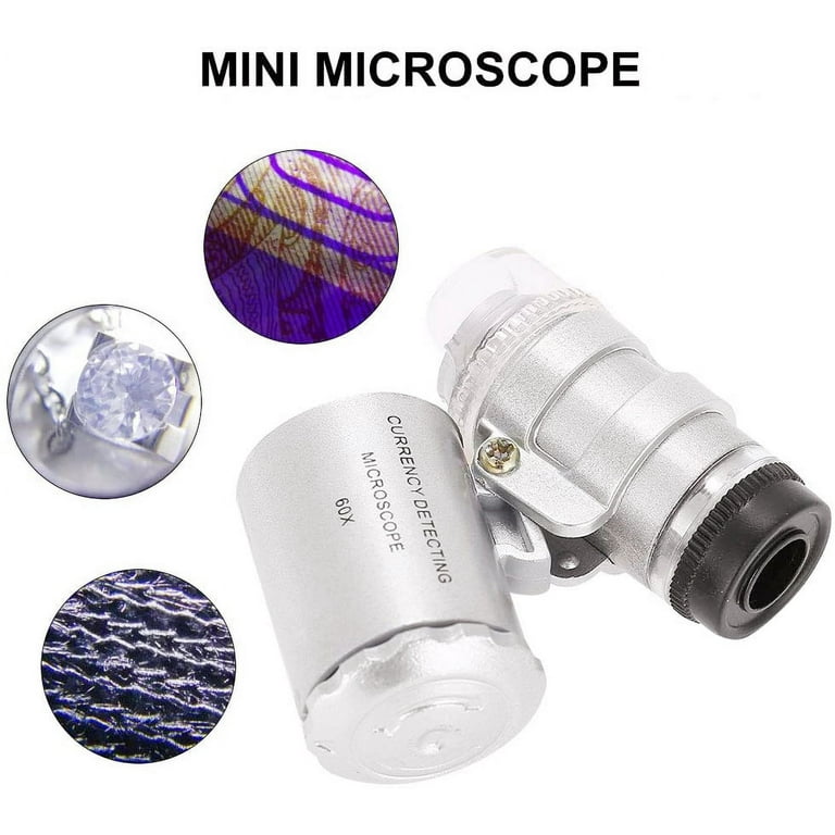 Handheld Mini Pocket Microscope Loupe Jeweler Magnifier With LED