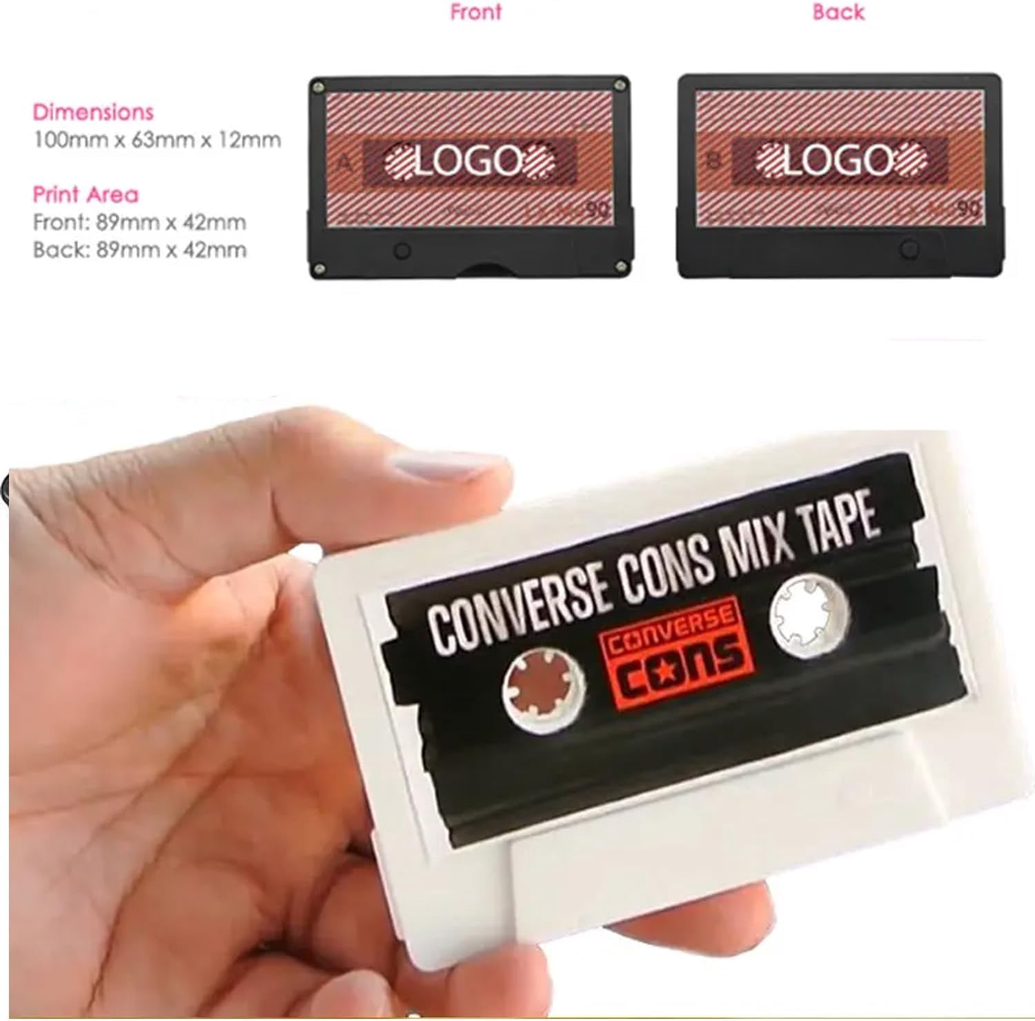 Personal Company Studio Logo Retro Audio Tape Cassette USB 2.0 Flash Drive (No LOGO Black, 64GB*10PACK)