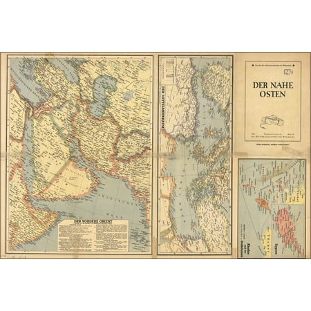 24"x36" Gallery Poster, Wehrmacht map of middle east 1944 p2