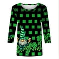 thumbnail image 5 of SELONE St. Patricks Day 3/4 Pullover Tops Womens 3/4 Sleeve Crewneck Sweatshirt Leprechaun Plaid Pullover Casual Clothes, 5 of 5