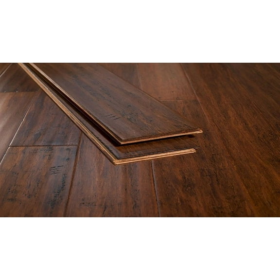 8" Sample Piece - Ambient® Toasted Almond Antiqued XtraWide Click Bamboo Flooring