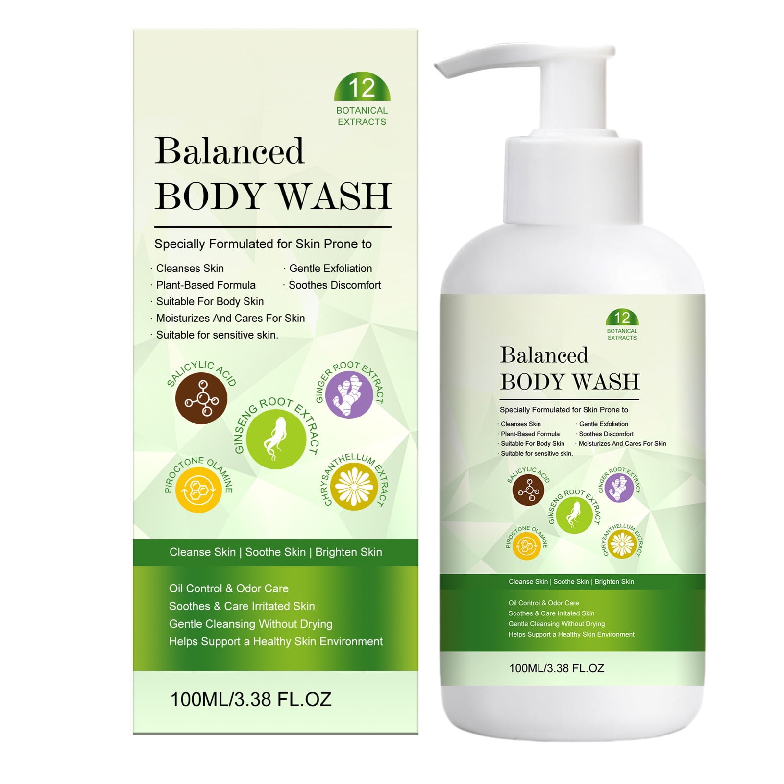 Herbal Shower Gel With 12 Botanical Extracts Gentle Body Wash For Sensitive Skin Men And Women 100Ml