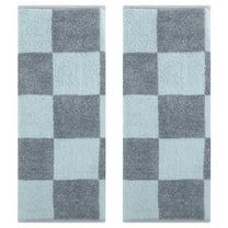 Unique Bargains Bathroom Checkered Decorative Hand Towel Set 14" x 28" Grey 2-Piece