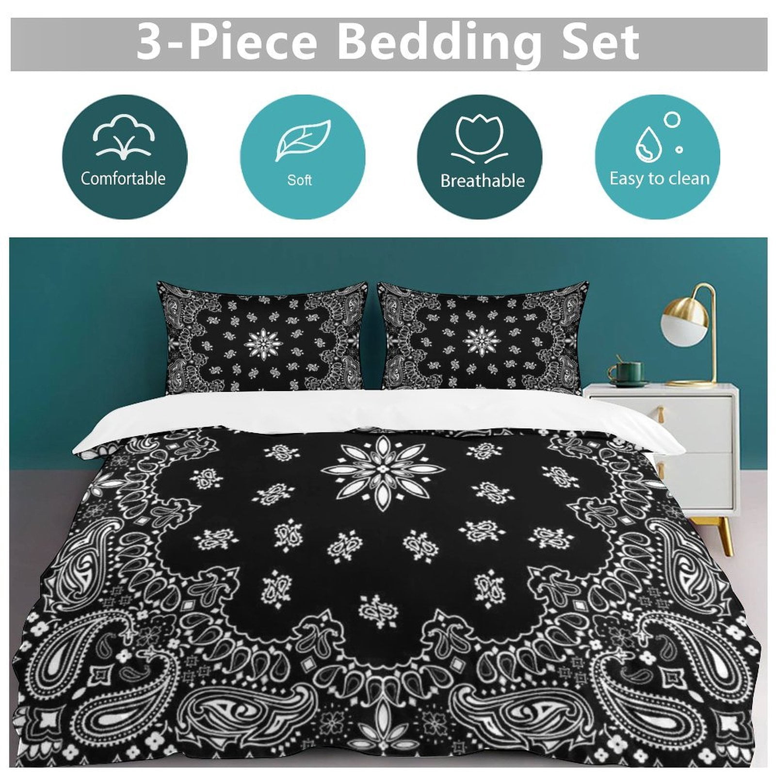 Bandana Pattern Set Duvet Cover Bedding Set Duvet Cover Polyester Quilt Cover for Queen Size