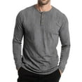 thumbnail image 5 of Inglocry Men's Henley T-Shirt, Long Sleeve Cotton Henley Tees for Men, 3-Button Fall Casual Shirts Dark Gray M, 5 of 7