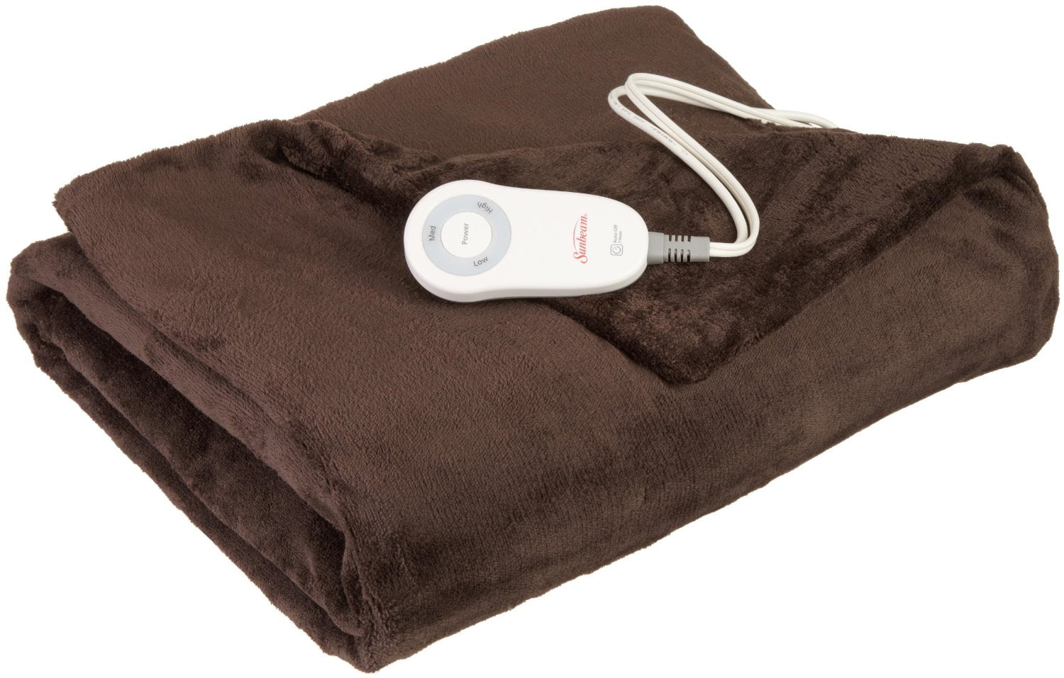 Sunbeam Electric Heated Throw Blanket Velvet Plush Washable with 3 
