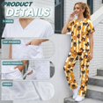 thumbnail image 5 of Yspwyqan Pumpkin Bow Scrubs for Women Set, 2 Piece V-Neck Short Sleeve Scrub Top & Straight Leg Pants, Stretchy Breathable Uniforms for Medical Nurse Work, Size S, 5 of 7