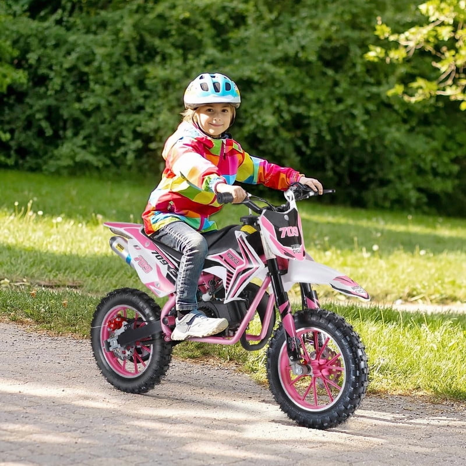 49cc High Power Kids Dirt Bike, 2-Stroke Mini Motorcycle Gas Powered Trail Bike - Mini Dirt Bikes with Hydraulic Shock Absorbers 220LBS Capacity 12-18 Miles Range 40KM/H