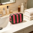 thumbnail image 4 of Stripe Makeup Bag,Easy Clean Simple Design Travel Pouch with Zipper Closure for Trip Office Commute 8.46x3.54x6.1 Inch,Green, 4 of 6