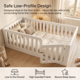 thumbnail image 3 of Miniyam Twin Floor Bed for Kids with Door and Guardrails, Low-Profile Wood Bed Frame, White, 3 of 8