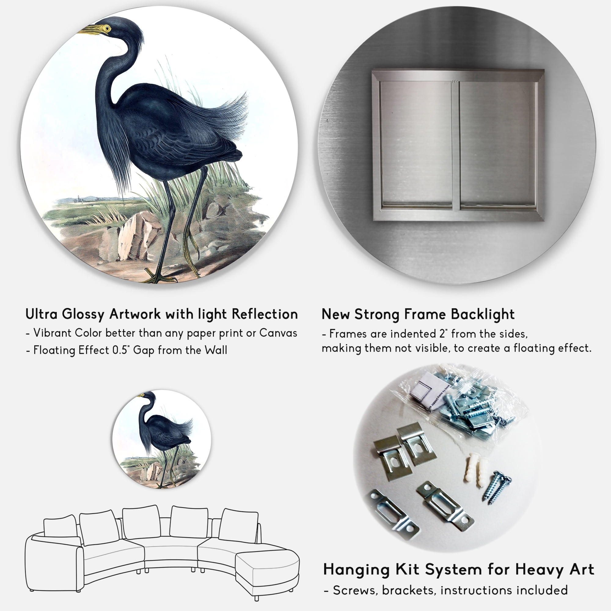 Designart 'Ancient Australian Birds III' Traditional Circle Metal Wall Art 36x36 - Disc of 36
