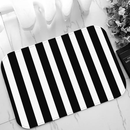 Zkgk Black White Stripe Non Slip Doormat Indoor Outdoor Bathroom Doormat 23 6 X 15 7 Inches