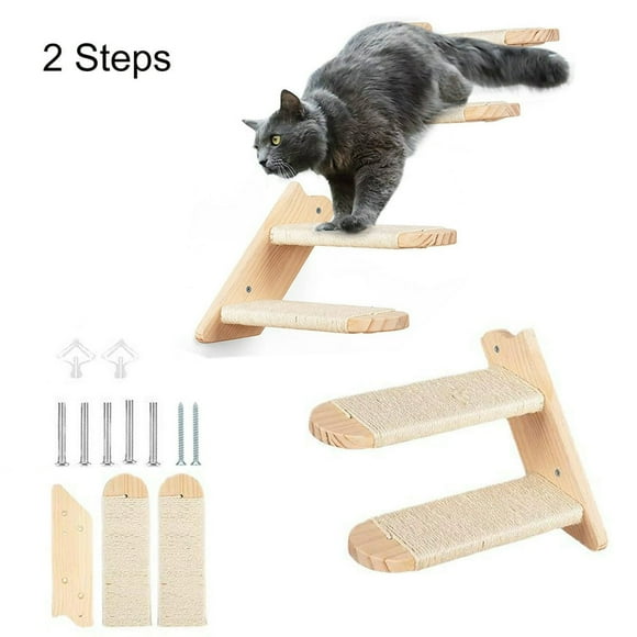 DEBGFS 11.8” Cat Wall Steps – Modern Cat Wall Furniture for Large Cats – 2 Pack of Cat Wall Shelves – Cat Stairs for Wall Mounted with Jute Scratching - Cat Climbing Wall Cat Step