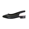 thumbnail image 3 of PEERAGE Macy Women Wide Width Pointed Toe Leather Dress Slingback Flat with Leather Stack Heel BLACK 11, 3 of 6