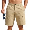 thumbnail image 2 of Domzle Mens Cargo Shorts Casual Drawstring Elastic Waist Stretch Shorts with Pockets Button Closure for Summer Work Outdoor Khaki 2XL, 2 of 10