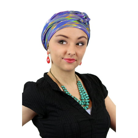 Luxury Chemo Head Wrap Bamboo Turban for Cancer Patients in Blue Marquis (Best Scarves For Chemo Patients)