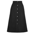 thumbnail image 2 of Homgro Women's High Waist Skirt Winter Fall Casual Corduroy Button Up A Line Knee Length Midi Skirts Black 4-6, 2 of 3