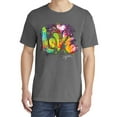 thumbnail image 2 of Wild Bobby, Colorful Rainbow Paint Love, Streetwear, Garment-Dyed Washed Look Short Sleeve T-Shirt, Charcoal, 2XL, 2 of 3