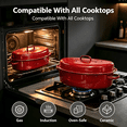 thumbnail image 6 of 16 inch Enamel Oval Roasting Pan with Lid, Roasting Rack & Silicone Accessories Set, Even Heat Distribution for Turkey Chicken Vegetables, Red, 6 of 6