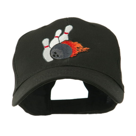 Bowling Ball and Pins Embroidered Cap - Black OSFM