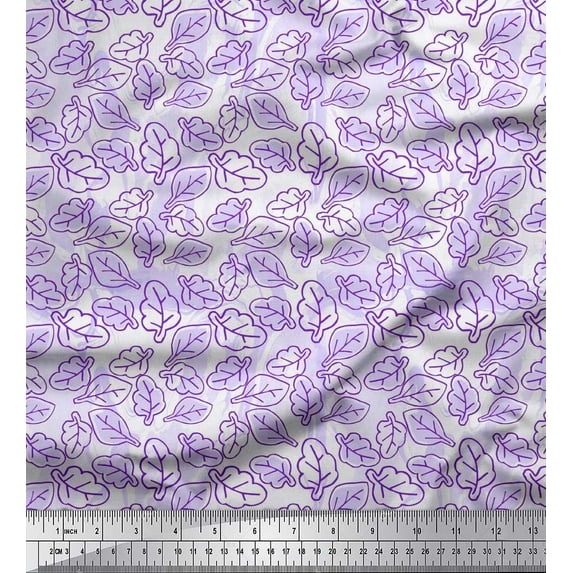 Soimoi Polyester Crepe Fabric Leaves Artistic Fabric Prints by Yard 42 Inch Wide