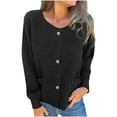thumbnail image 2 of ClodeEU Women Long Sleeve Crew Neck Knit Sweater ,Button Down Cardigan Sweaters,Lightweight Open Front Top With Pockets Black,Womens Plus L, 2 of 6