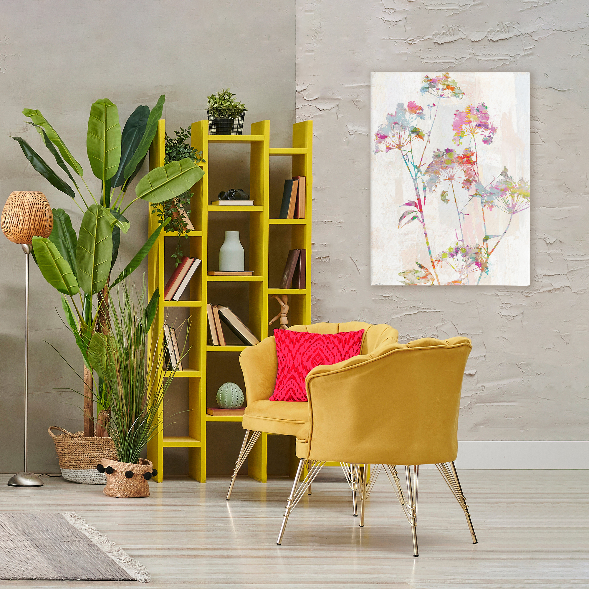 Kaleidoscopic Delicate Herbs Canvas Wall Art, design by Amber Sterling
