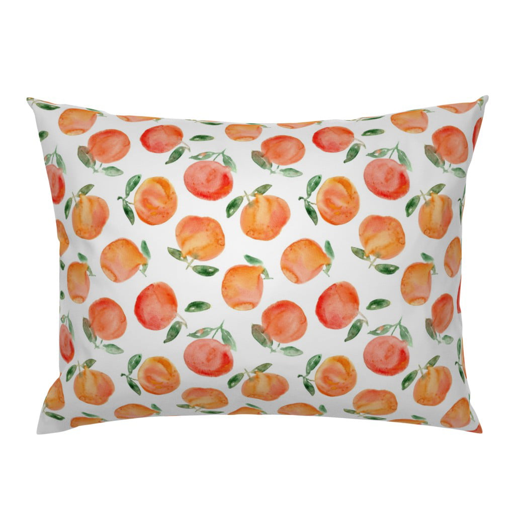 Drawn Pineapples Exotic Fruit Healthy Acidic Summer Tropical Beach Yellow Kitchen Ananas Breakfast Print Roostery Pillow Sham 100% Cotton Sateen 30in x 24in Flange Sham 