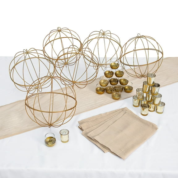 Fun Express Tan & Gold Accent Centerpiece Kit for 6 Tables