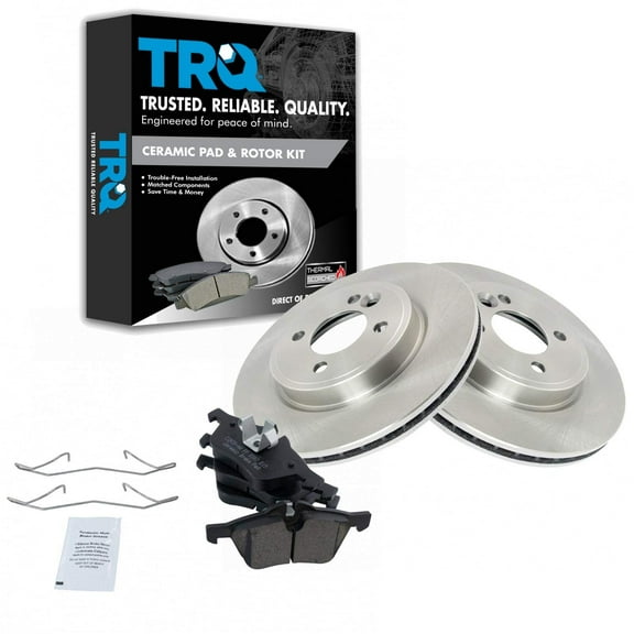 TRQ Front Brake Pad & Rotor Kit Brake Pads Brake Rotor Ceramic Fits Select 2002-2006 Mini Cooper