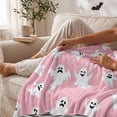 thumbnail image 3 of Halloween Ghost Print Flannel Throw Blanket 39.4 x 51.2 Inch for Couch Bedroom Decoration, Soft Lightweight Decorative Blanket for Seasonal Home Comfort, 1Pack D, 3 of 6