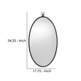 thumbnail image 5 of Wall Mirror with Sleek Oval Metal Frame and Loop Hook, Black- Saltoro Sherpi, 5 of 5