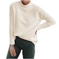 thumbnail image 1 of Gibobby SuéTer Para Mujer Suéter sólido de otoño e invierno para mujer, suéter de manga larga con cuello simulado y manga de murciélago(Beige,G), 1 of 6