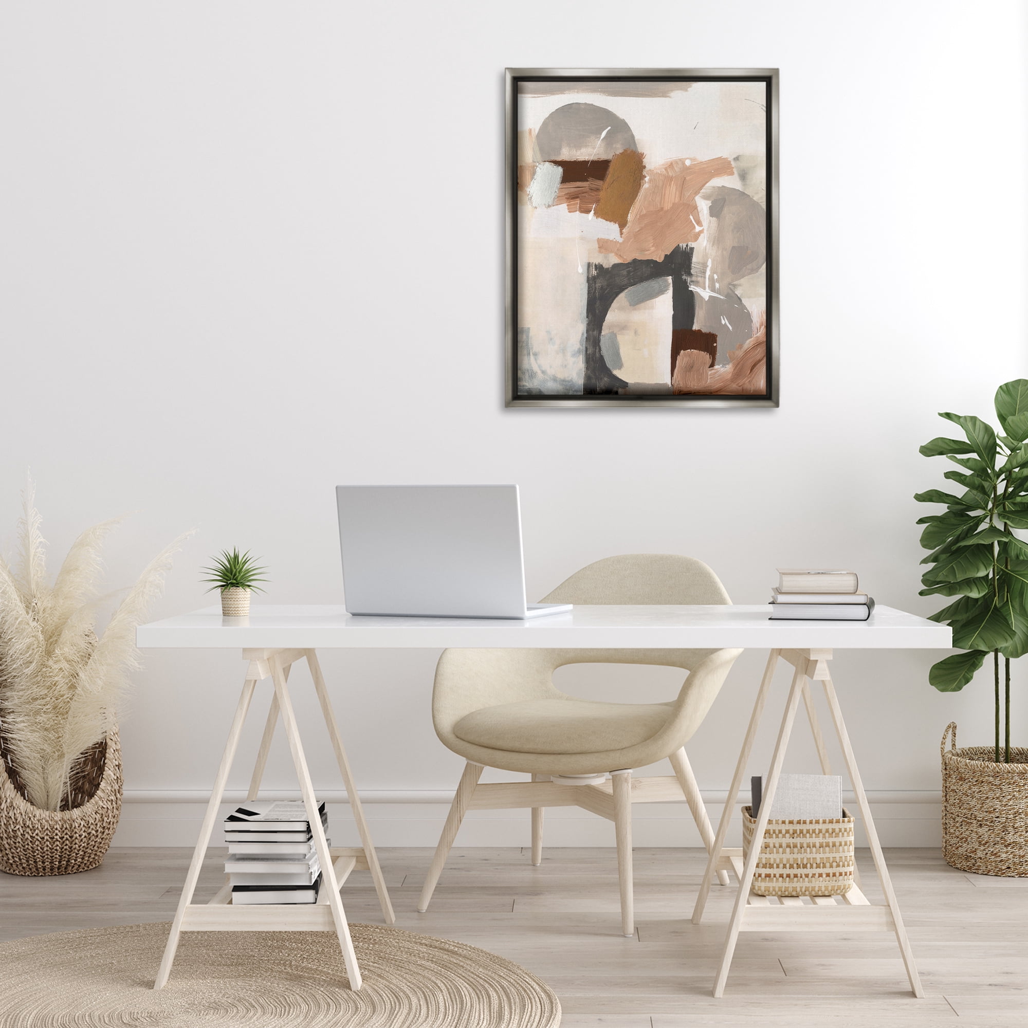 Stupell Industries Expressive Desert Abstract Abstract Painting Gray Floater Framed Canvas Art Print Wall Art, 25 x 31