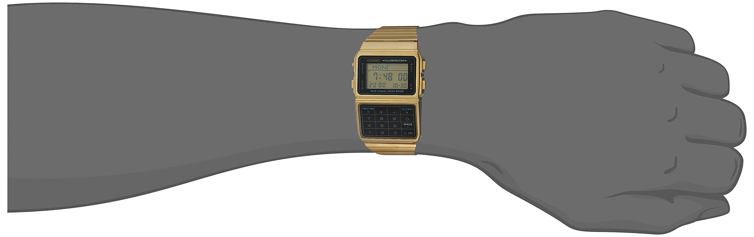 Casio Men s Gold Tone Vintage Calculator Watch DBC611G 1VT