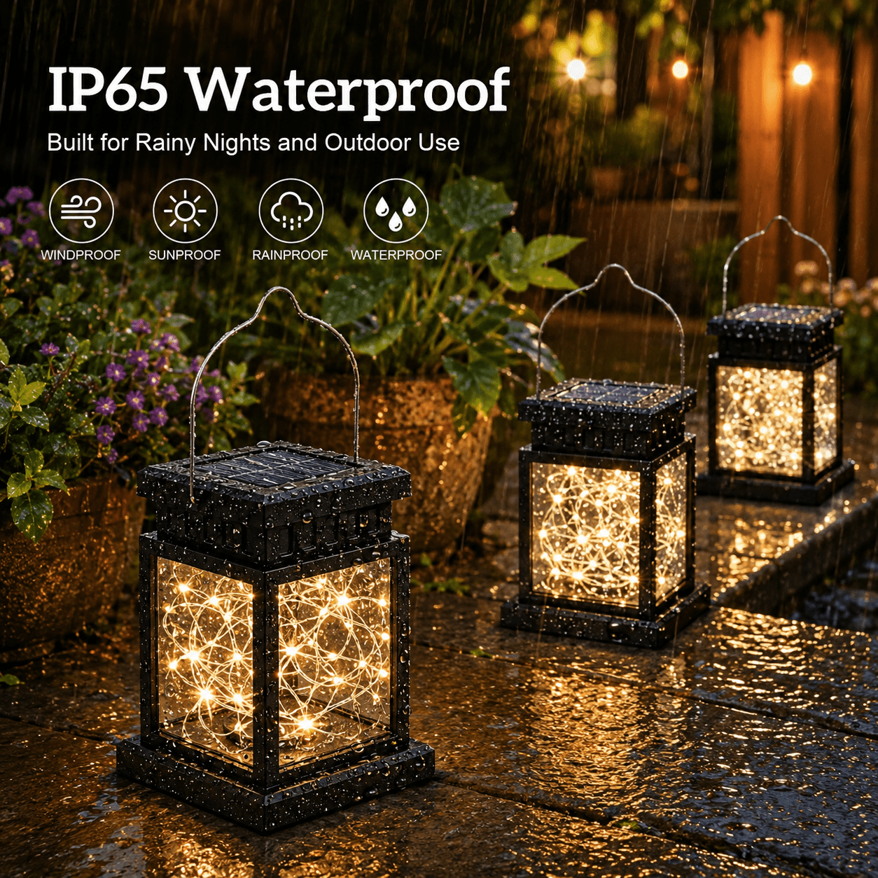 MEHOOM 4 Pack Outdoor Solar Lanterns Warm White, 40 LED Vintage Palace Hanging Decorative Garden Lights, Waterproof Solar Powered Lights for Patio, Yard, Balcony, Christmas Decorations Outdoor